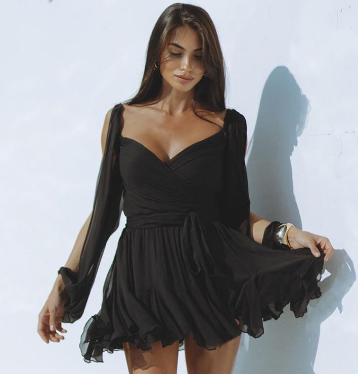 Short Dress With Long Slit Sleeves