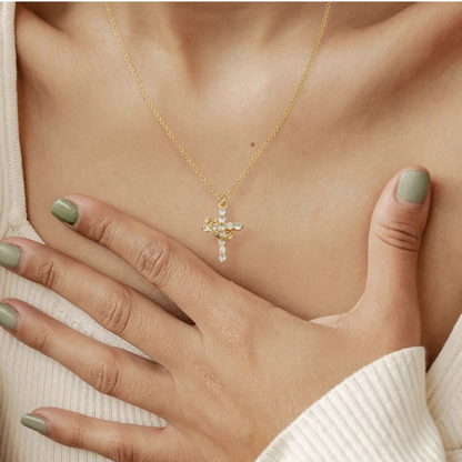 Cross Necklace With Crown