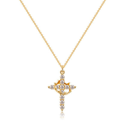 Cross Necklace With Crown