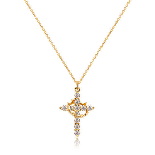 Cross Necklace With Crown