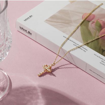 Cross Necklace With Crown