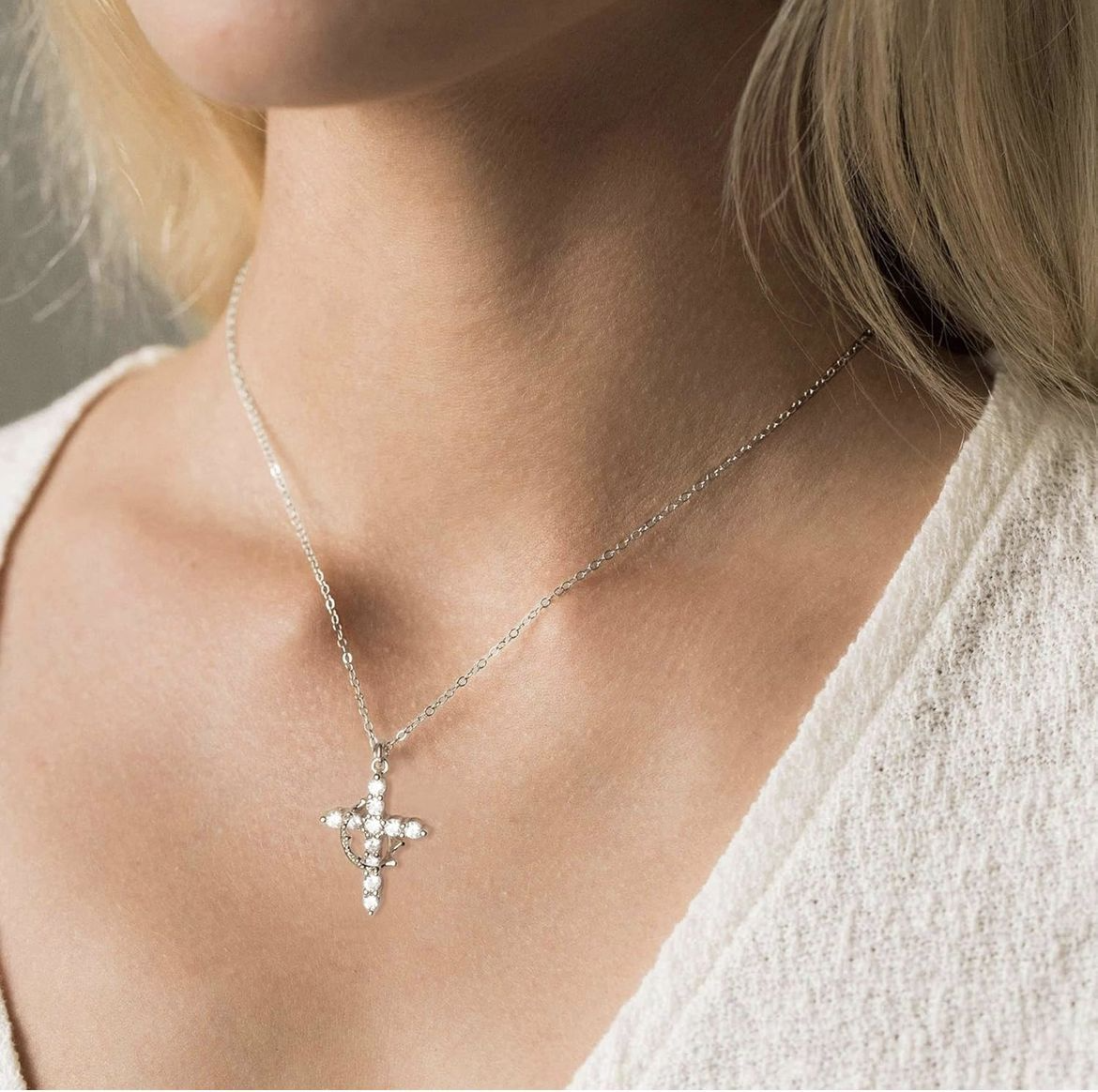 Cross Necklace With Crown