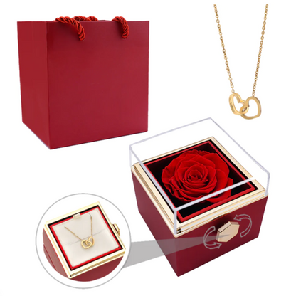 Eternal Rose Box w/ Necklace and Real Rose