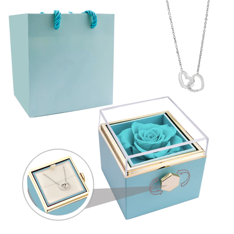 Eternal Rose Box w/ Necklace and Real Rose