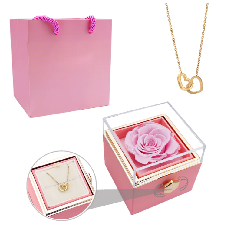 Eternal Rose Box w/ Necklace and Real Rose