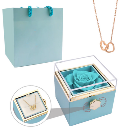 Eternal Rose Box w/ Necklace and Real Rose