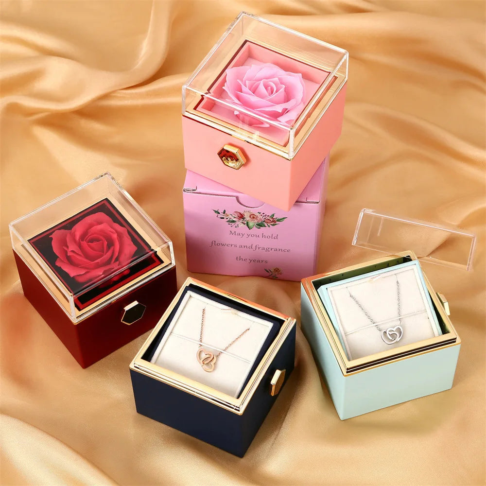 Eternal Rose Box w/ Necklace and Real Rose